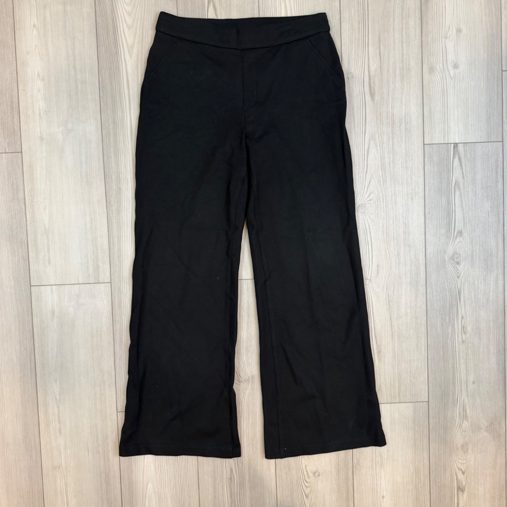 Spanx Perfect Pant Wide Leg Black Ponte Trousers 20385R Medium
